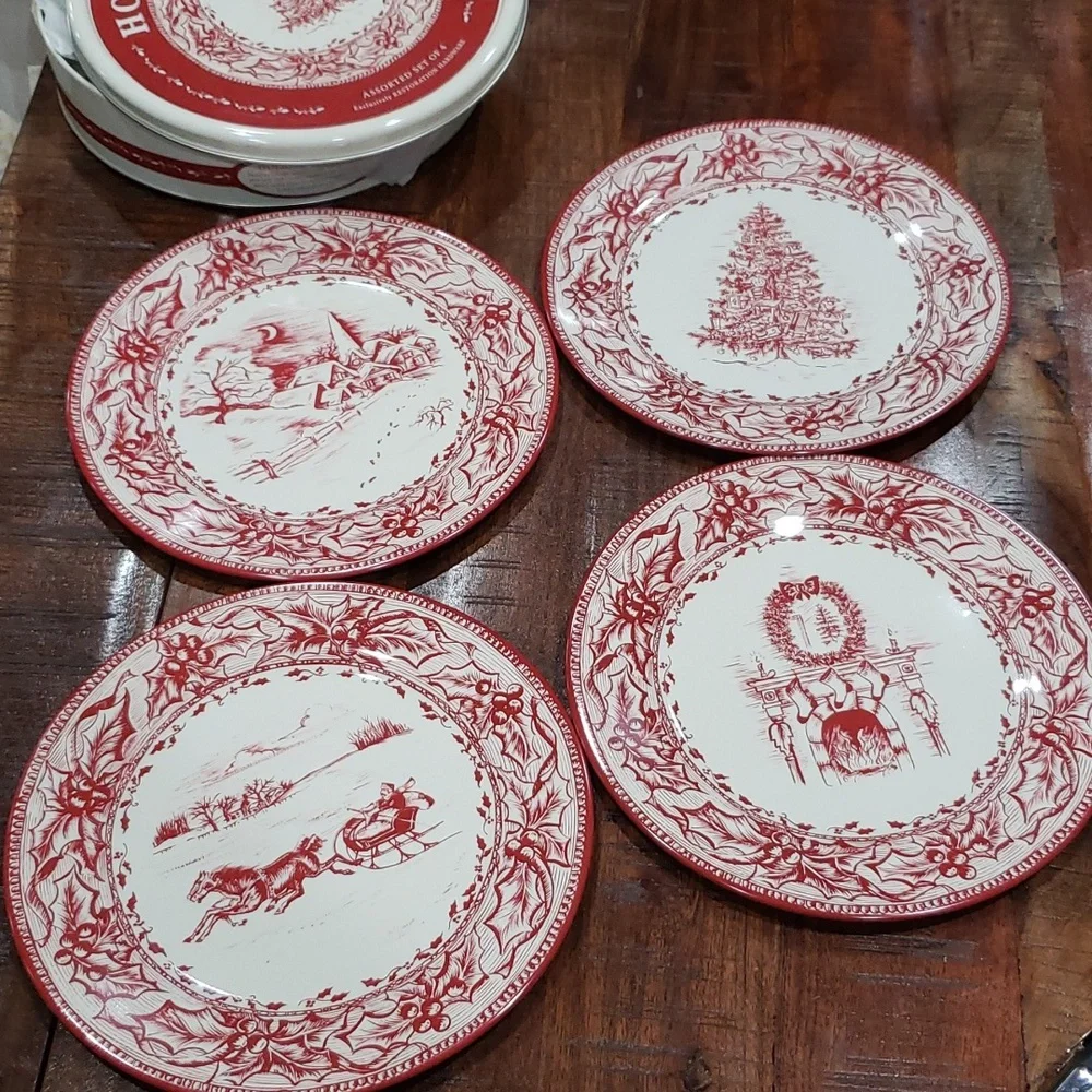 Holiday Tin plates by Restoration Hardware NWOT